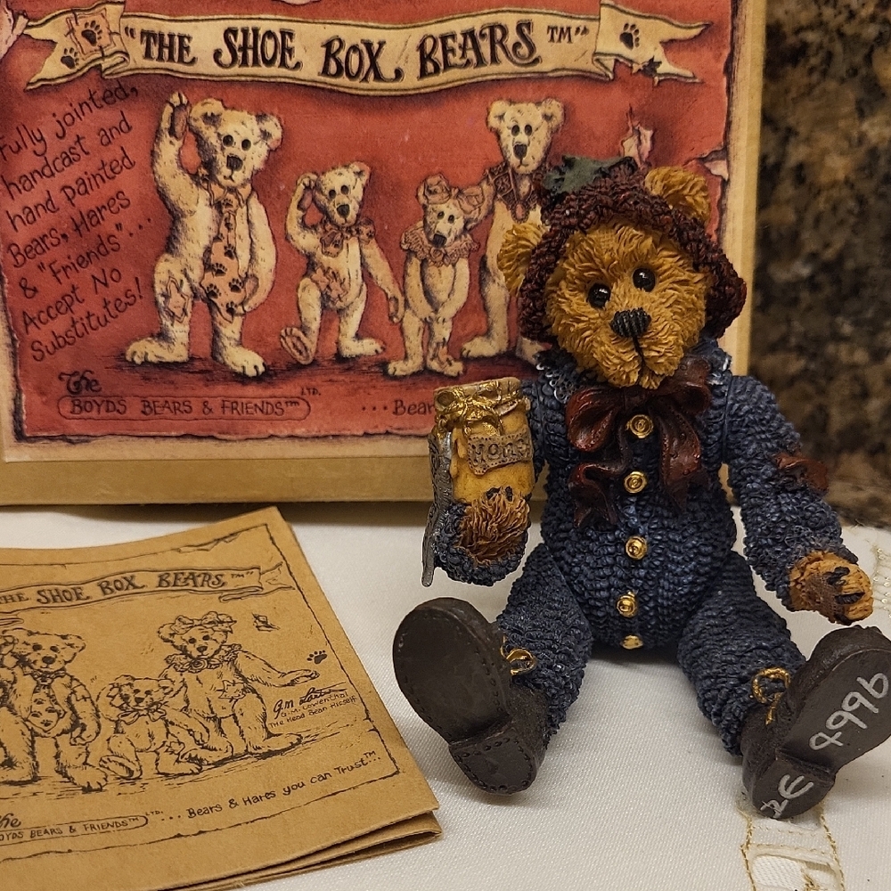 Boyds Bears Shoe Box Bear "Elias The Elf Grizberg